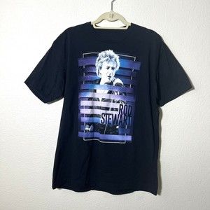 Rod Stewart Womens Shirt Size L Graphic Tour Tee Black